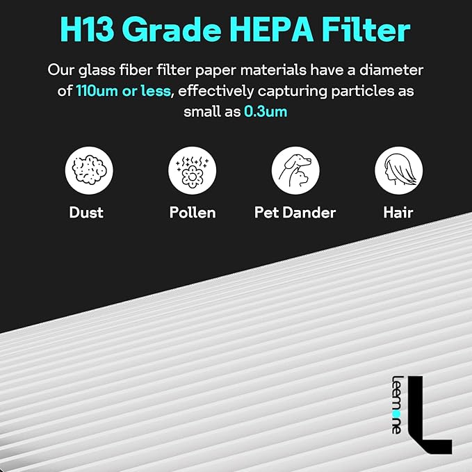 Leemone 2-IN-1 True HEPA+Carbon Filter Replacement for Dyson PH01 HP06 TP06 HP07 TP07 HP09 TP09 TP10 HP10 Air Puri-fier 360° Combi Glass Pure Cool Hot Humidify Fan, 1 Pack