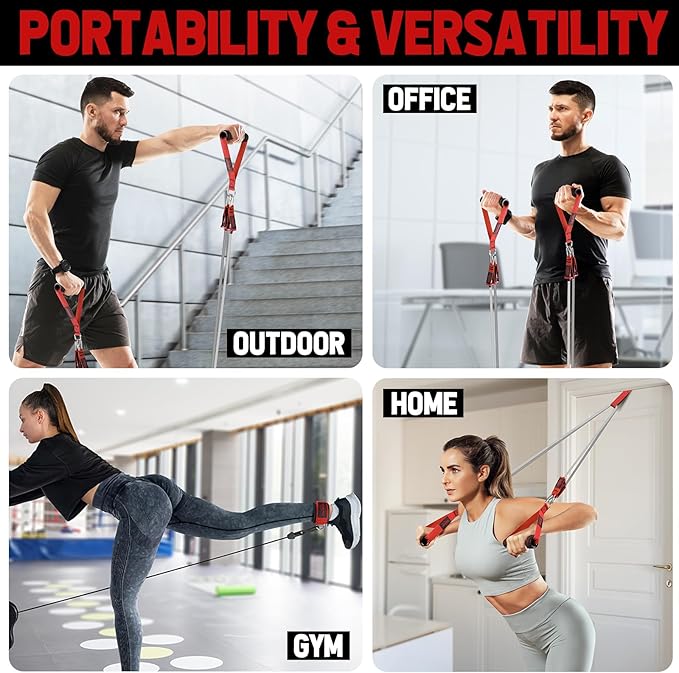 WALITO Resistance Bands Set - Exercise Bands with Handles, Door Anchor, Legs Ankle Straps, for Heavy Resistance Training, Physical Therapy, Muscle Training, Yoga, Home Workouts-FlexoryFit