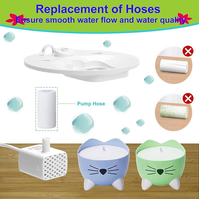 Cat Water Fountain Filter,Cat Fountain Filters Replacement for PIXI Pet Water Fountain,12 Pack Pet Fountain Filter Replacement,3 Pump Hoses