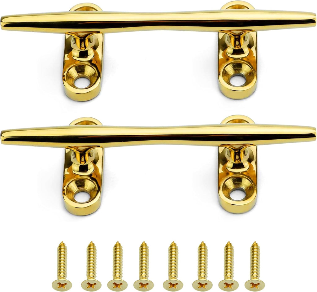 SHENGHUISS Boat Cleat 316 Stainless Steel Open Base Boat Dock Cleats（4"/5"/6"/8"/10"/12"） Silver/Gold for Boat, Dock, Kayaks, Nautical Decor ect
