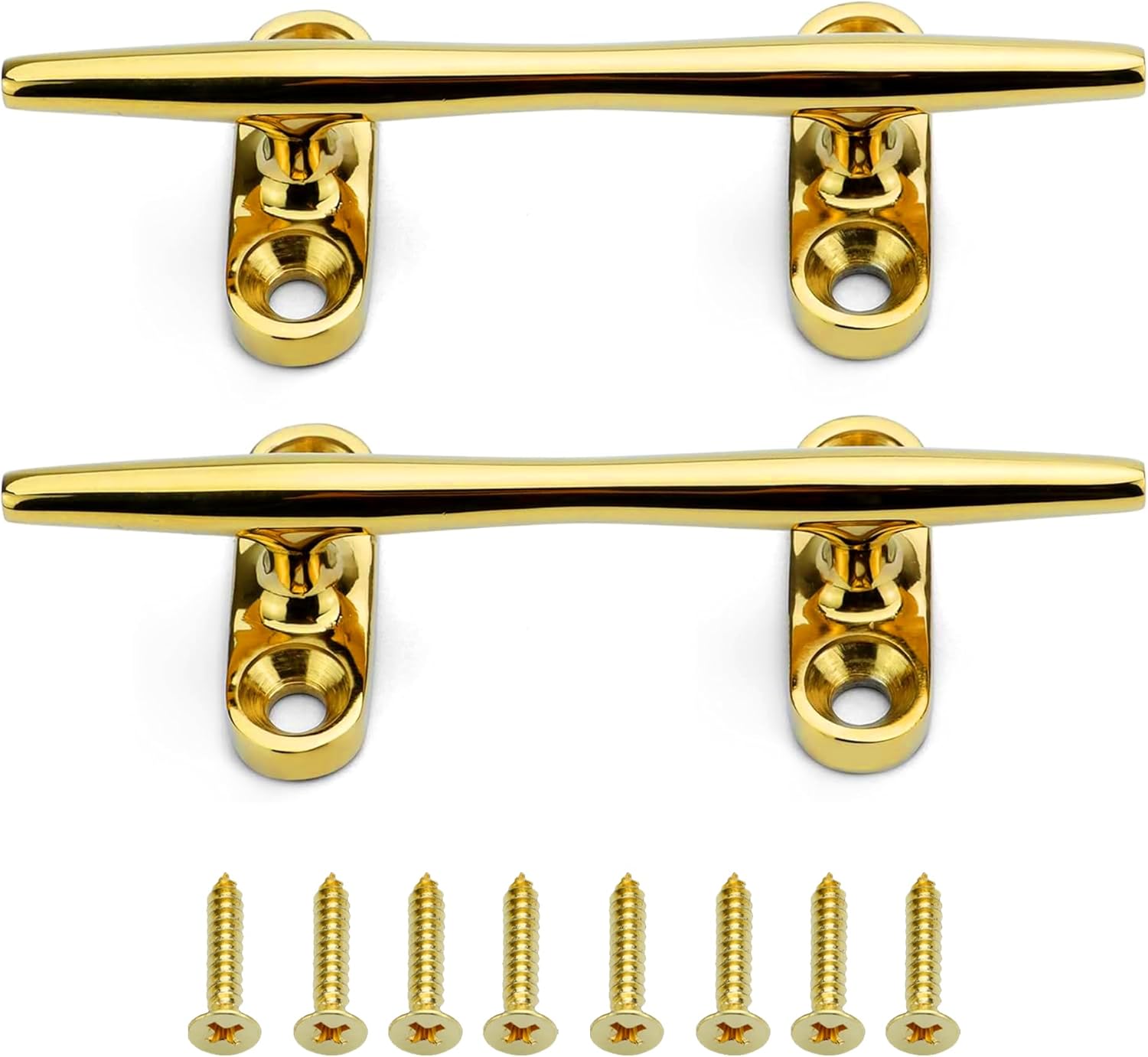SHENGHUISS Boat Cleat 316 Stainless Steel Open Base Boat Dock Cleats（4"/5"/6"/8"/10"/12"） Silver/Gold for Boat, Dock, Kayaks, Nautical Decor ect