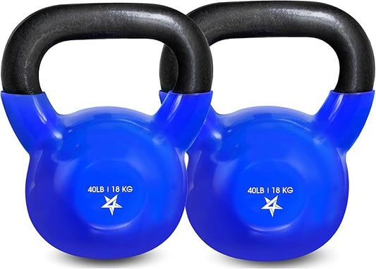Yes4All 5-100 LB Kettlebells Vinyl Coated Cast Iron for Dumbbell Weights Exercises, Gym, Fitness, Full Body Workout Equipment Push up, Grip and Strength Training-FlexoryFit
