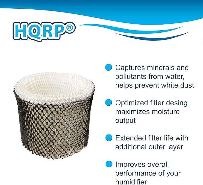 HQRP 2-Pack Wick Filter Compatible with Honeywell HC-888 HC-888N Filter C for HCM-890 HEV320 HCM-890B HCM-890C HEV320B HEV320W HCM-890-20 HCM-890LTG HCM-890MTG HCM-890LWS Humidifiers