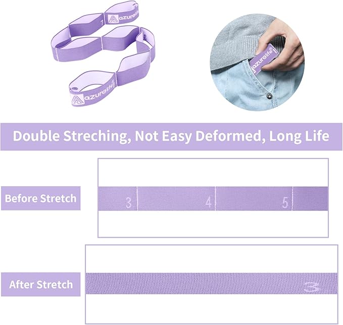 Premium Durable Stretch Straps with Loops, Stretching Strap for Physical Therapy, Multi-Loop Yoga Strap Fitness Exercise Strap for Yoga, Pilates, Dance, Flexibility&Exercise-FlexoryFit
