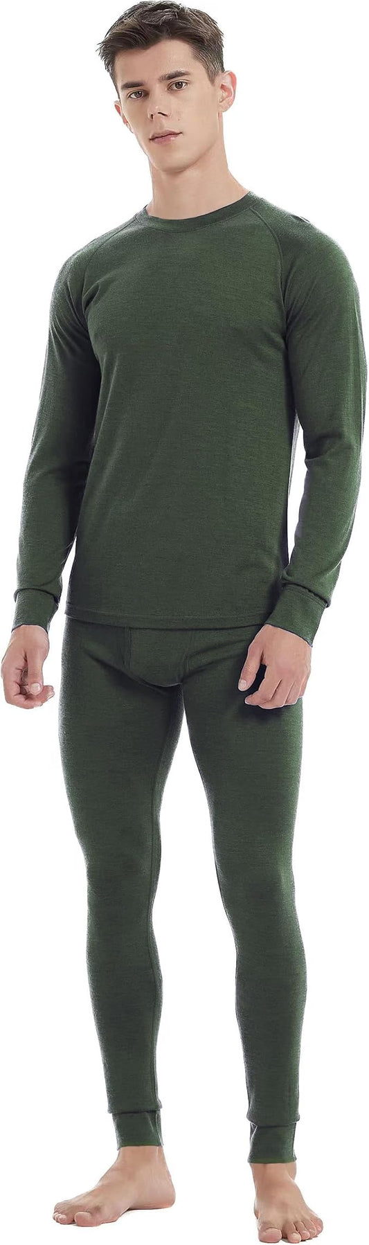Iguana Mens 100% Merino Wool Base Layer Sets for Ski Lightweight Thermal Underwear-FlexoryFit