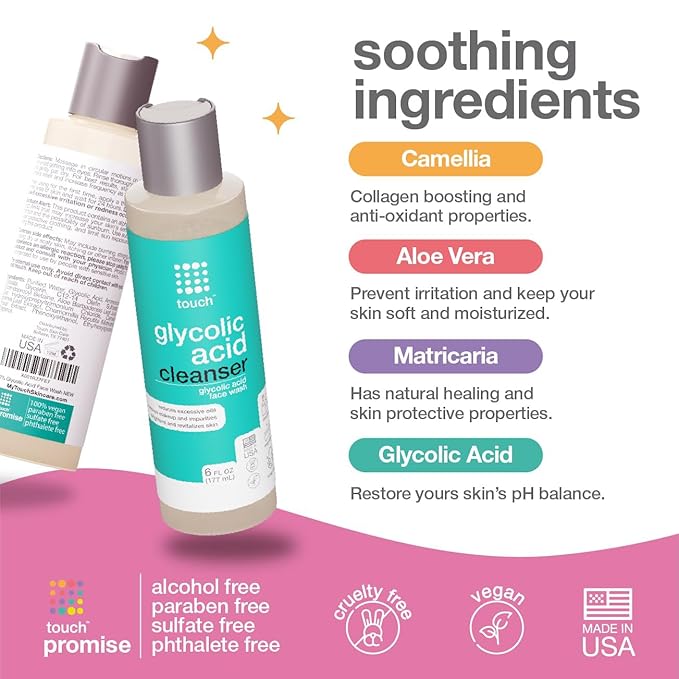 10% Glycolic Acid Face Wash - Exfoliating, Non Drying & Foaming AHA Cleanser - Anti-Aging, Skin Tone & Texture, Wrinkles, Pores, Blackheads - Sulfate Free, Oil Free, & Low PH - 6 oz.-FlexoryFit