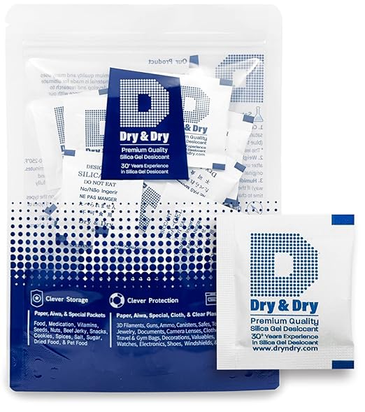 Dry & Dry Silica Gel Packets Silica Gel Desiccants - Rechargeable (Food Safe) Silica Gel Packets - White - 50 Packets (3 Gram)