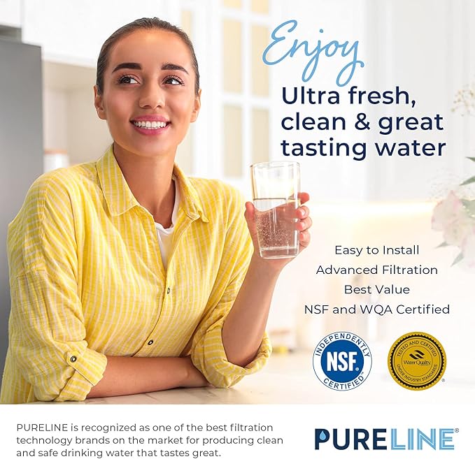 Pureline LT1000PC Refrigerator Water Filter Replacement for LG LT1000P, ADQ747935, MDJ64844601, Kenmore 46-9980 and LT120F Air Filter (3 Pack)