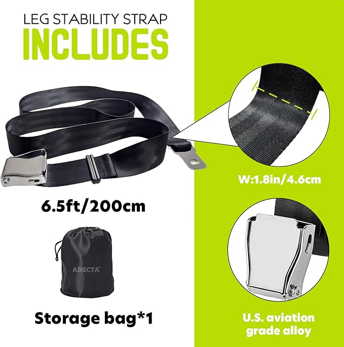 Nordic Hamstring Curl Strap, 6.5FT Gym Seatbelt and Exercise Straps for Hamstring Stretch Strap & Mobilization Belt,Home Gym Women Men, Lifting Seatbelt Gym, Black-FlexoryFit