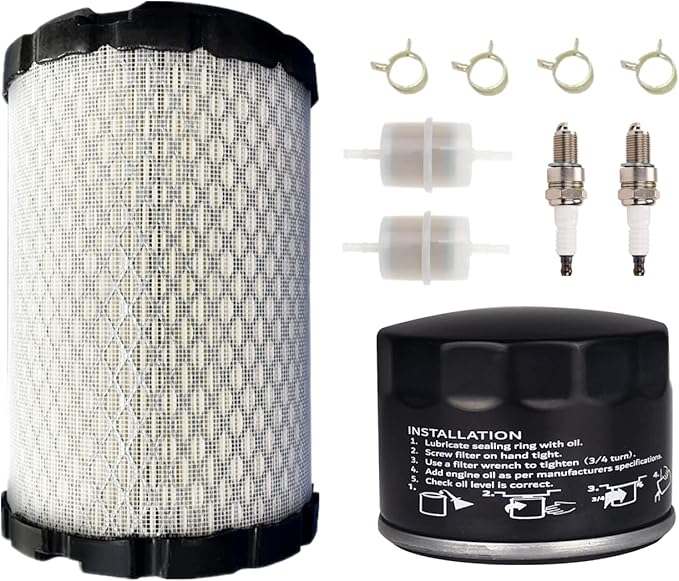 11029-0034 Air Filter 1205001-S Oil Filter Fit For Kawasaki FT651V FT691V and FT730 Engines FT730V Carbureted Engines Fuel Filter Spark Plug kit Parts