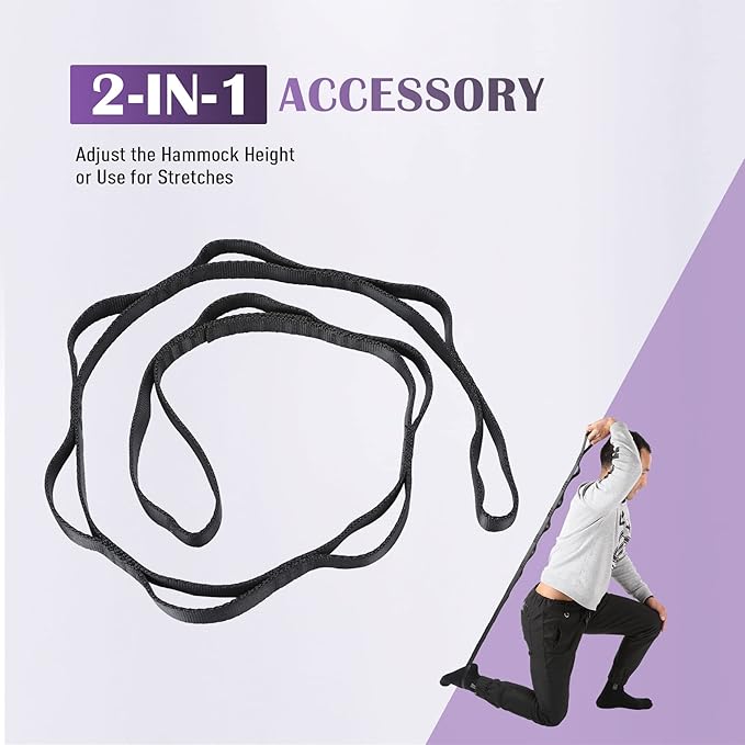 ZELUS Aerial Yoga Swing Sling Strong Yoga Hammock Kit Set Trapeze Inversion Equipment Include 2 Extensions Straps and Ceiling Mounting Kit-FlexoryFit
