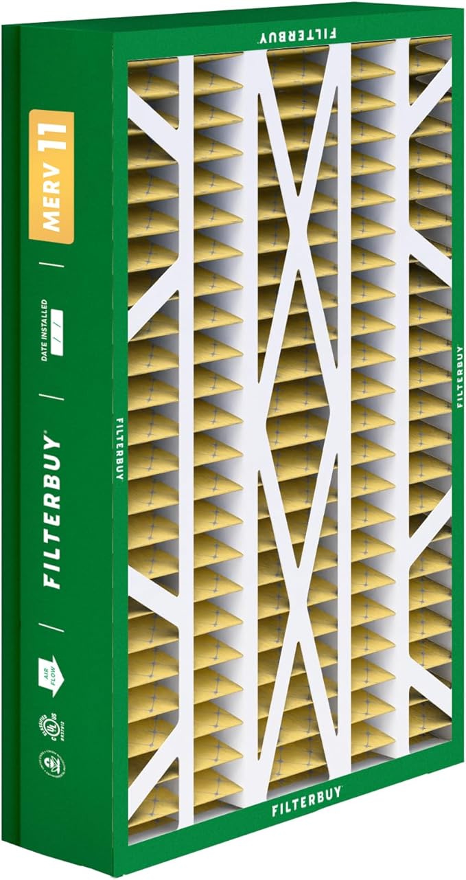 Filterbuy 14.5x27x5 Air Filter MERV 11 Allergen Defense (2-Pack), Pleated HVAC AC Furnace Air Filters for Trane, American Standard, Honeywell, and Accumulair (Actual Size: 14.06 x 26.13 x 4.97 Inches)