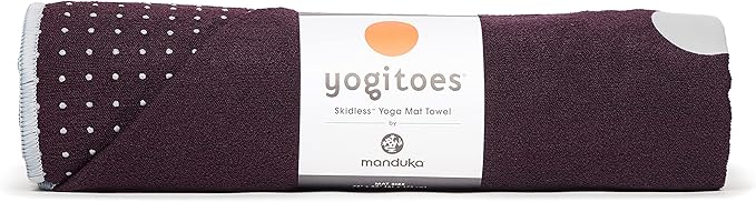 Manduka Yogitoes Yoga Towel – Rubber Grip Dots Non-Slip Bottom, Quick Dry Fitness Towel for Hot Yoga, Pilates, Exercise-FlexoryFit