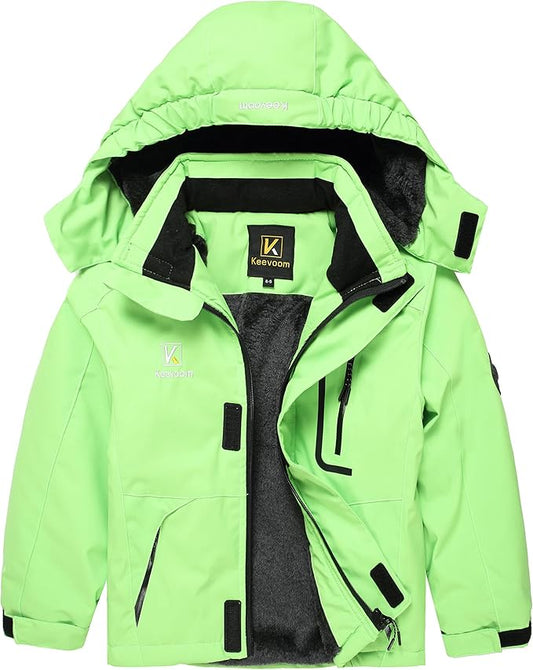Keevoom Boys Winter Coat Ski Jacket Windproof Kids Snowboard Warm Fleece Snow Coat Waterproof Outdoor Hooded Ski Coats-FlexoryFit