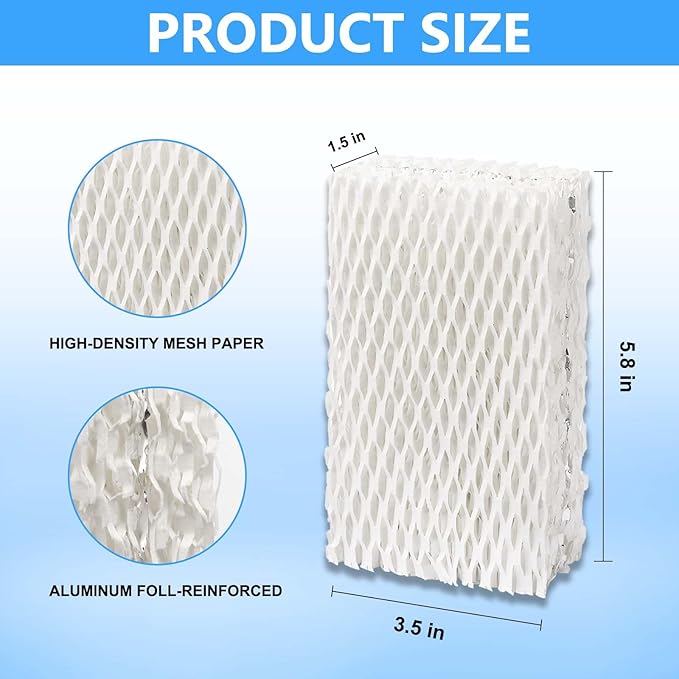 8 Pack Wf813 Eqwf813 Humidifier Filters Compatible with Equate Eqwf813 Eq-2119-Ul Relion RCM-832 RCM-832N ProCare PCCM-832N Cool Mist Humidifier Replacement Filter, White
