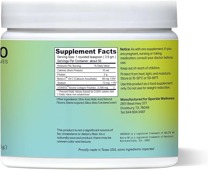 Hydrolyzed Collagen Powder - Sparkle Skin Boost (Tropical Coconut Pineapple) [50-Serves] Verisol Collagen Hydrolysate Protein Powder Vitamin C Paleo Non-GMO Gluten Free Beauty Supplement Drink-FlexoryFit