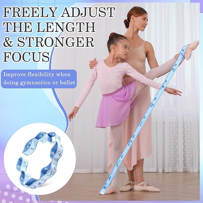 Stretch Strap for Kids Elastic Gymnastics Stretching Ballet Dance Band with 8 Loops Adjustable Exercise Training Resistance Strap for Children Stuff Pilates Latin Yoga Equipment-FlexoryFit