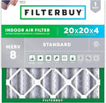 Filterbuy 20x20x4 Air Filter MERV 8 (MPR 700) Dust Defense Replacement (1-Pack), Electrostatic Pleated HVAC AC Furnace Filters, Made in USA (Actual Size: 19.50 x 19.50 x 3.63)
