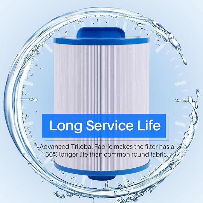 POOLPURE Replacement Filter for PWW50P4, 1 1/2" MPT Thread Screw in Filter(FINE Thread), 45 sq.ft,2 Pack