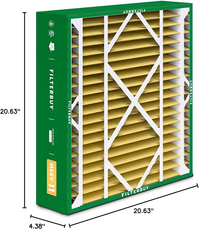Filterbuy 21x21x5 Air Filter MERV 11 (MPR 1200) Allergen Defense Replacement (3-Pack), Pleated HVAC AC Furnace Filters for Rheem, Ruud, and Protech (Actual Size: 20.63 x 20.63 x 4.38)