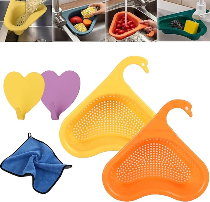 Faucet Hanging Filter Basket for Kitchen Sink, Faucet Hanging Filter Basket, Kitchen Sink Drain Basket Swan, Multifunctional Drain Basket for Kitchen Drain Strainer (2 Pcs A)