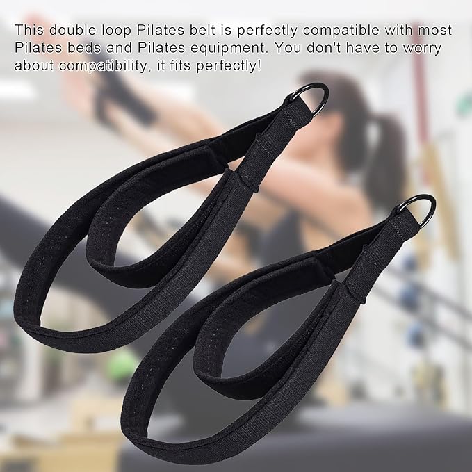 Pilates Double Loop Straps for Reformer, D Ring Straps Handle, Yoga Exercise Straps, 2 PCS-FlexoryFit