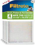 Filtrete 23 1/8x19 3/8x1 AC Furnace Air Filter, MERV 8, MPR 700, Tough on Pollen, Easy on Airflow, 3-Month Pleated 1-Inch Electrostatic Air Cleaning Filter, 4-Pack