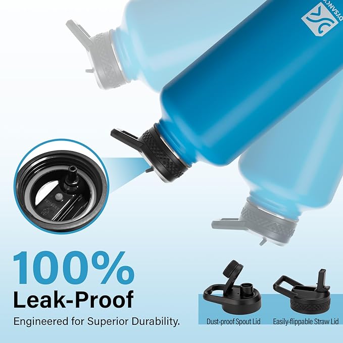 Insulated Water Bottle | Thickened Stainless Steel for Gym and Hiking with Straw, Carrier Bag, Handle Strap | BPA-Free 87 oz-FlexoryFit