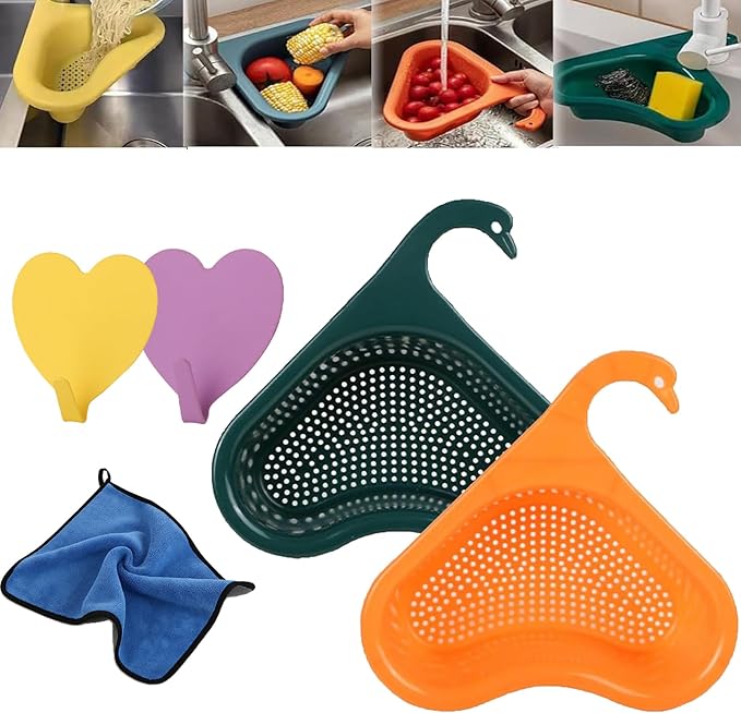Faucet Hanging Filter Basket for Kitchen Sink, Faucet Hanging Filter Basket, Kitchen Sink Drain Basket Swan, Multifunctional Drain Basket for Kitchen Drain Strainer (2 Pcs B)