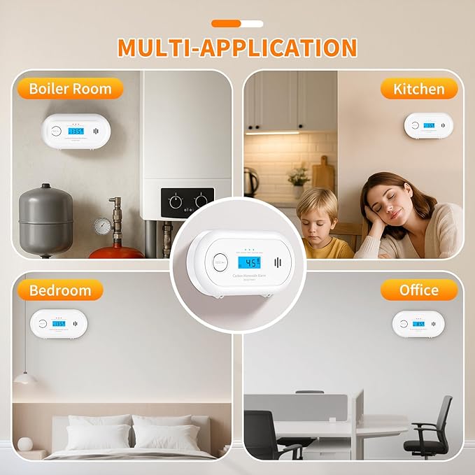 Carbon Monoxide Detector，Portable 10-Year Sealed Battery CO Alarm with LCD Display, CO Detector for Home ，Office and Travel