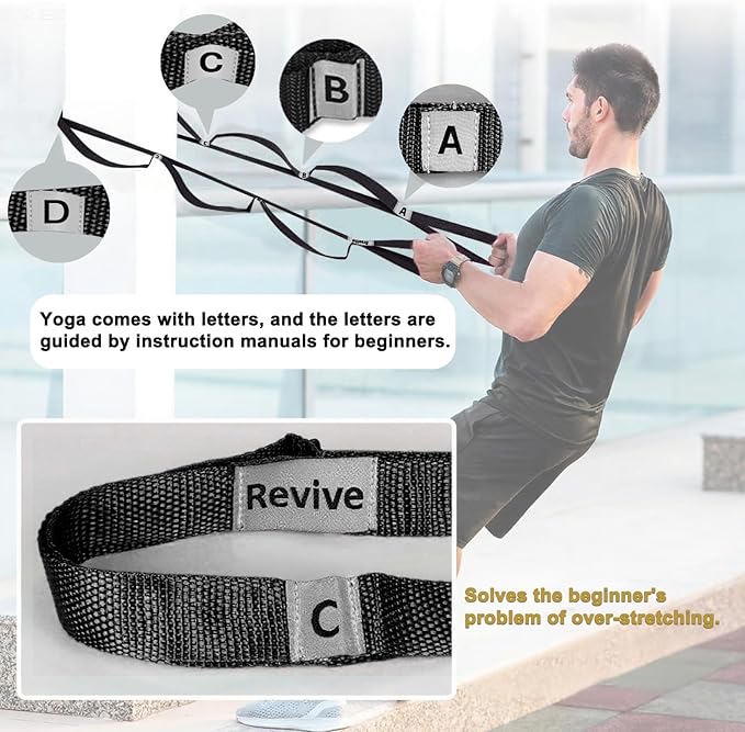 Stretching Strap Yoga Strap with 10 Loops, Non-Elastic Stretch Band for Physical Therapy, Flexibility, Exercise, Pilates, Dance & Gymnastics Workout-FlexoryFit
