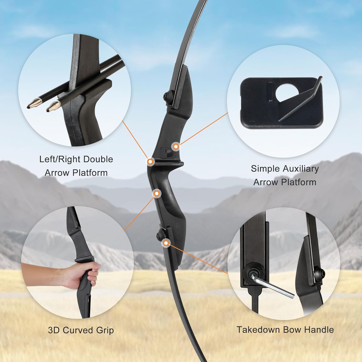 Recurve Bow and Arrow Set，Detachable Archery Adult Bow Left and Right Hands 40lbs /20lbs Suitable Adults/Youth/Beginners Outdoor Practicing