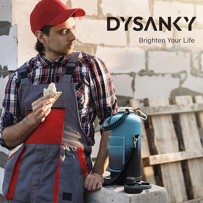 Insulated Water Bottle | Thickened Stainless Steel for Gym and Hiking with Straw, Carrier Bag, Handle Strap | BPA-Free 87 oz-FlexoryFit