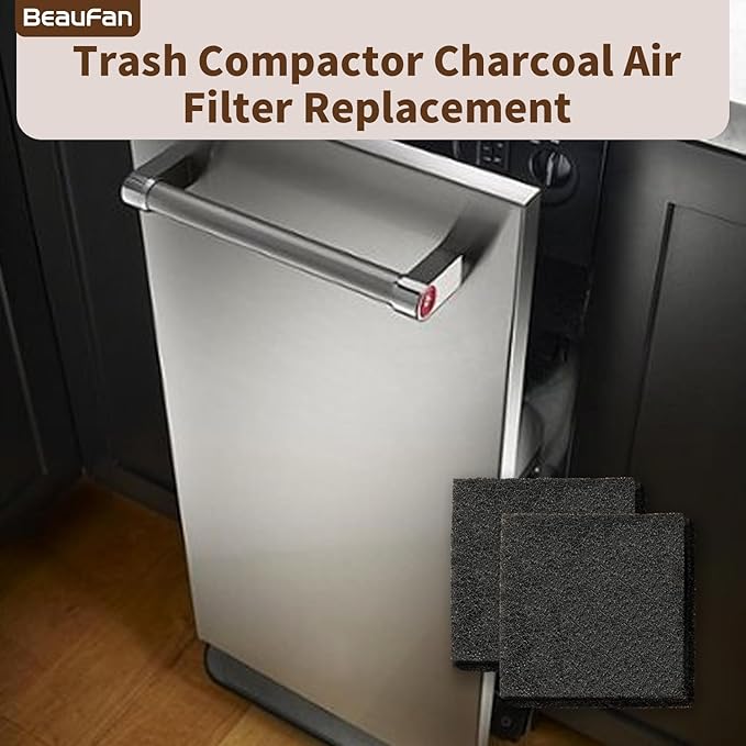 6 Pack 4151750 554358 Trash Compactor Charcoal Air Filter Replacement for Whirlpool/KitchenAid/Maytag/Jenn-Air/Amana/Inglis/Magic Chef Trash Compactor