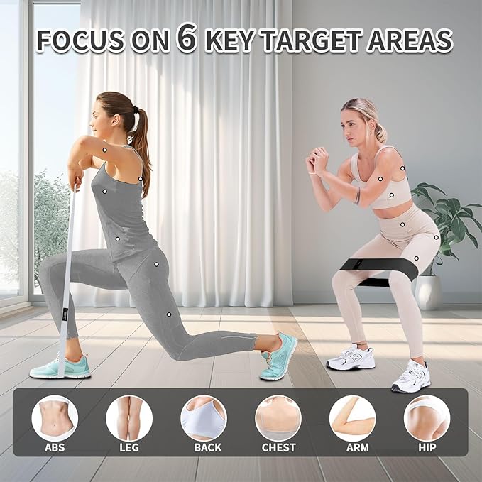 Wide Fabric Resistance Bands Set for Working Out, Non-Slip Exercise Booty Bands for Women & Men Leg and Glutes with Hair Ties and Tape Measure - for Home Gym Workout, Yoga, Pilates-FlexoryFit