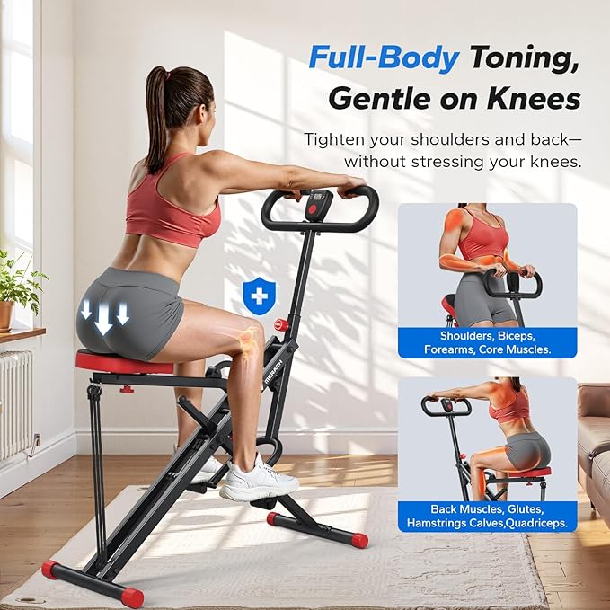 Squat Machine, MERACH R07 2 in 1 Squat Rowing Machine, Easy Setup & Foldable Exercise Equipment, Glute Trainer Machine, Glutes & Leg Home Workout Machine-FlexoryFit