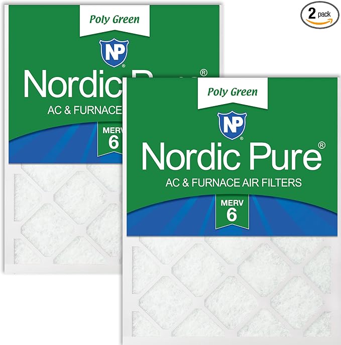 Nordic Pure 20x20x1 Poly Green MERV 6 AC Furnace Air Filters – Reduces Dust by NordicPure