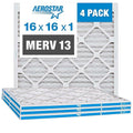 Aerostar 16x16x1 MERV 13 Air Filter, 4 Pack Set of HVAC Furnace Filters, Electrostatic MPR 1500-1900 & FPR 10 (Actual Size: 15 3/4 x 15 3/4 x 3/4 inches)