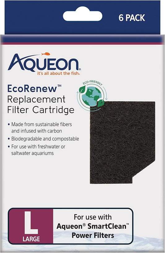 Aqueon Aquarium Fish Tank EcoRenew Filter Cartridge, Large, 6 Pack