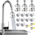 3 Pack Sink Water Filter Faucet, Universal 360 ° Rotating Faucet Filter for Kitchen Sink, 3 Modes Bathroom Faucet Filter Removes Chlorine Fluoride Heavy Metals Hard Water for Home Kitchen & Bathroom