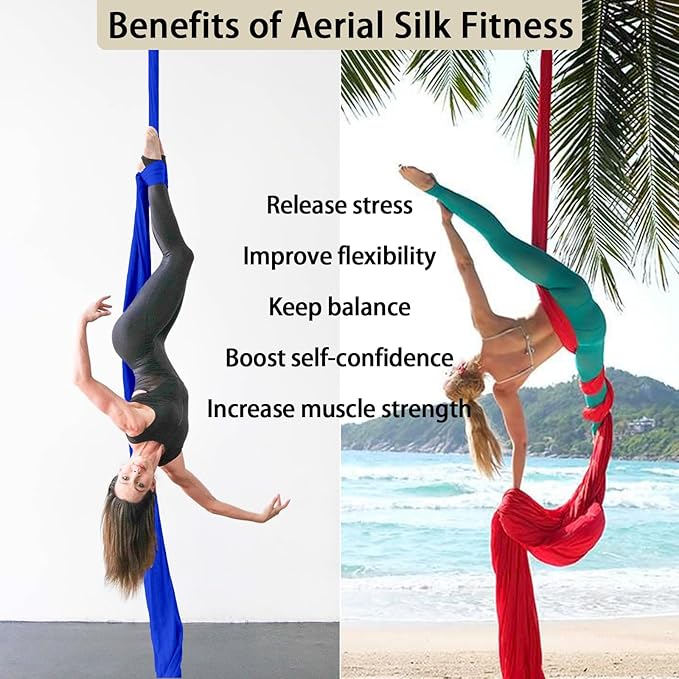 15/25 Yards Aerial Silk Professional Indoor Aerial Yoga Hammock Fabric Outdoor Fitness Silk for Dance, Circus Training, Home Gym-FlexoryFit