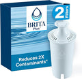 Brita Plus Water Filter, BPA-Free, High-Density Replacement Filter for Pitchers and Dispensers, Reduces 2x Contaminants*, Lasts Two Months or 40 Gallons, Includes 2 Filters
