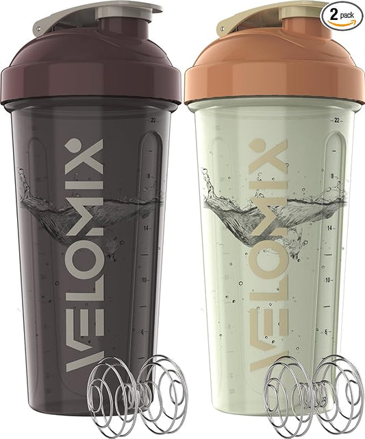 '-2 Pack- 28 oz Protein Shaker Bottles for Protein Mixes - 2x Wire Whisk | Leak Proof Shaker Cups for Protein Shakes | Protein Shaker Bottle Pack | Shakers for Protein Shakes-Mixed Color-FlexoryFit