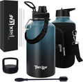Travel Water Bottle with Carrying Bag, 3 Lids (Spout, Straw, Handle), and Bottle Brush; Leak Proof, Quality, Vacuum Insulated, Stainless Steel (Cascade Shadow, 64 oz)