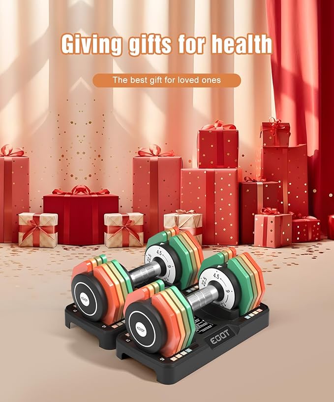 Adjustable Dumbbells Set/Single, 12.5LB/22.5LB/55LB 5 in 1 Free Adjustable Dumbbell Set with Anti-Slip Handle & Rainbow-colored Weight Plates for Home Gym, Weight Set for Women Men-FlexoryFit