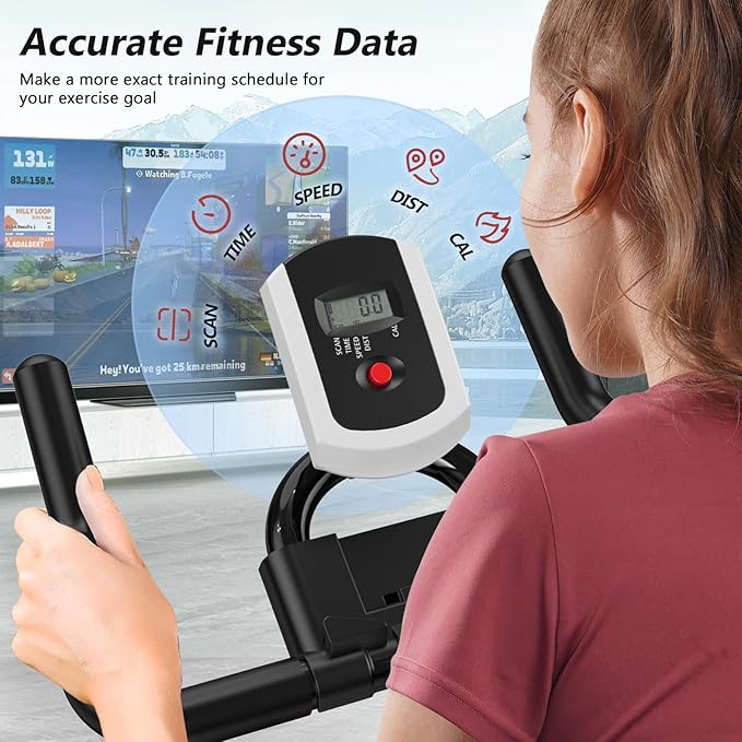POOBOO Exercise Bike, Stationary Bike for Home Gym, Indoor Cycling Bike w/Comfortable Seat Cushion & Tablet Mount, Silent Belt Drive Indoor Bike for Cardio Workout-FlexoryFit