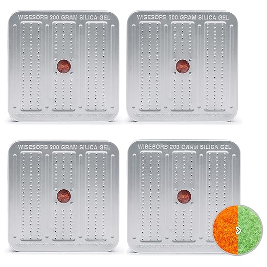 200 Gram 4 Pack Gun Safe Dehumidifier, Reusable Silica Gel Dehumidifier, Indicating Silica Gel Desiccant Canister (Orange to Green)