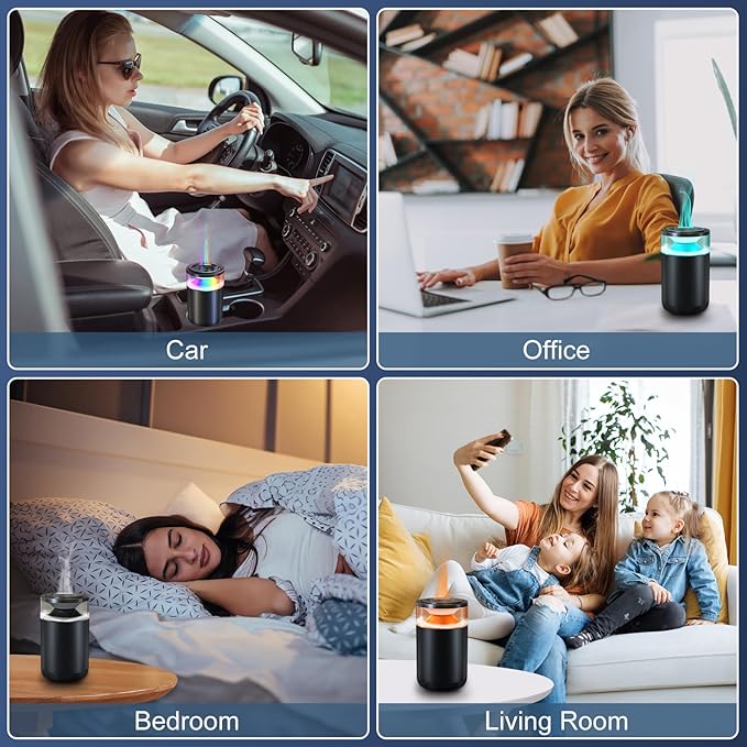 Smart Car Air Freshener, Car Diffuser for Essential Oil with Ambient Lights, Auto On/Off Car Air Freshener Diffuser, Adjustable Intensity, Ultrasonic Atomizer Premium Car Scents-Holiday Sea Breeze