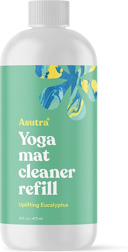 ASUTRA Yoga Mat Cleaner Spray Refill (Uplifting Eucalyptus), 16 fl oz - No Slippery Residue, Organic Essential Oils Deep-Cleansing for Fitness Gear & Gym Equipment-FlexoryFit