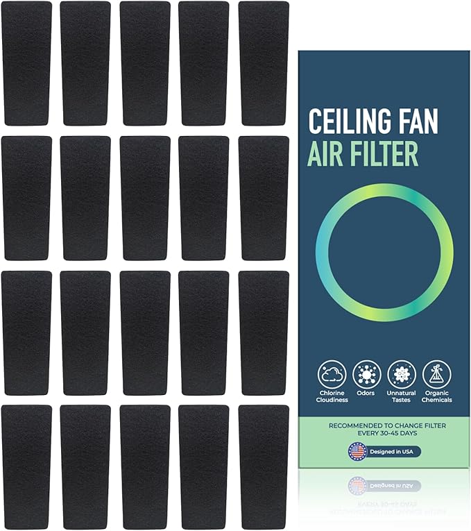JJI Ceiling Fan Air Filter - Activated Charcoal Ceiling Fan Filters for Pets - Ceiling Fan Blades Shape Design - Easily Sticks on Ceiling Fan Blade Top (40Pack)